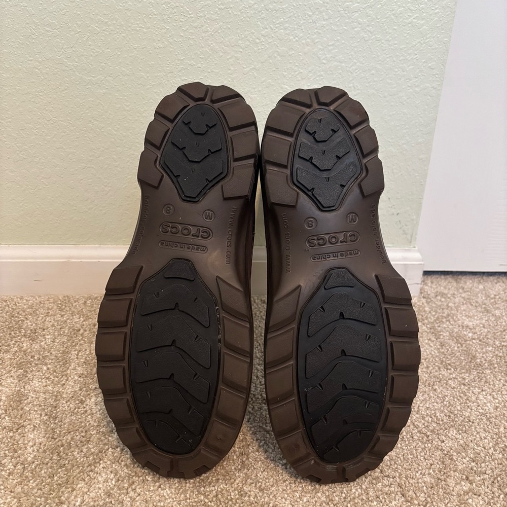 Crocs Greeley Slip On Sherpa Lined Leather Boots In Brown Men’s Size 8 - Picture 6 of 7